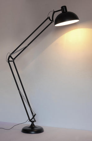 Lampada da terra a stelo in stile retrò, h 230 cm con paralume Nero da interno