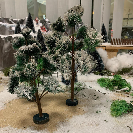 Alberelli di Natale innevati e glitter decorazione per presepe natalizio, set di 3 pezzi
