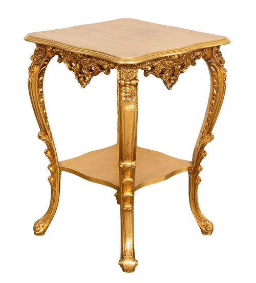 Biscottini Biscottini Tavolo Panchetto Consolle Legno Foglia Oro Anticato 56x56x78 Made