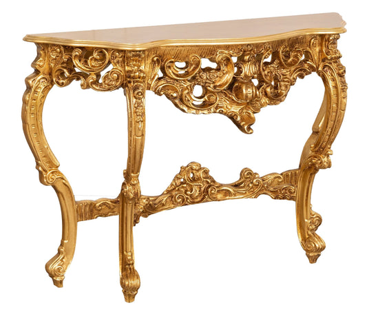 Biscottini Consolle Biscottini Legno Foglia Oro Antic Artigianale Italia 125x38x87