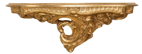 Biscottini Mensola a muro Biscottini legno foglia oro anticato 19x19x52 artigianale Italia