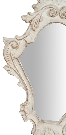 Biscottini Specchiera da parete in legno finitura bianco anticato L25xPR2,5xH40 cm Made in Italy
