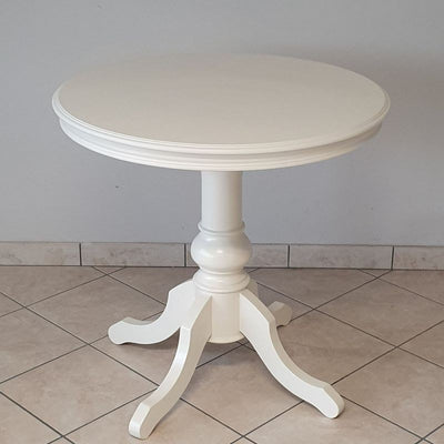 MOBILI 2G - Tavolo tavolino rotondo classico legno bianco 80x80x78