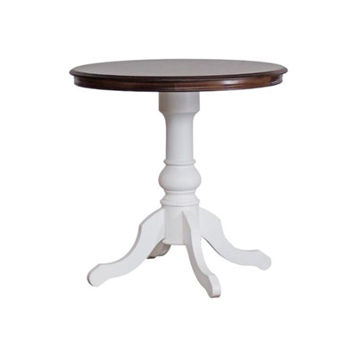 MOBILI 2G - Tavolo tavolino rotondo legno shabby bianco noce 80x80x78
