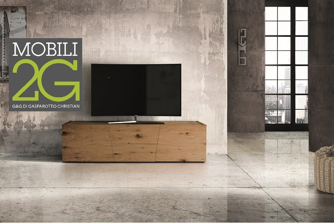 MOBILI 2G - PORTA TV IN LEGNO ROVERE NODATO SPAZZOLATO 165X45X45