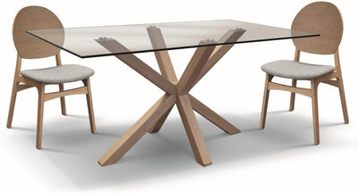 MOBILI 2G - Tavolo moderno fisso legno naturale e vetro 160x90x76