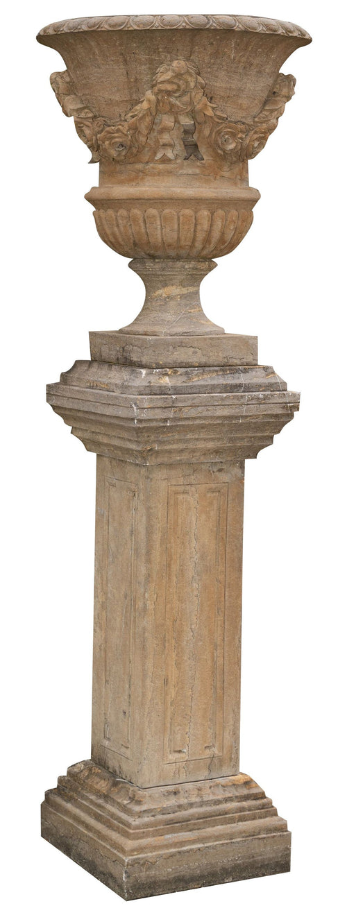 Biscottini Vaso Scultura Biscottini Pietra Naturale Completo di Base 65x65x198 Arredo