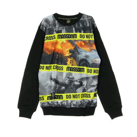 MASS DENIM Felpa Girocollo Uomo Do Not Cross Black da uomo