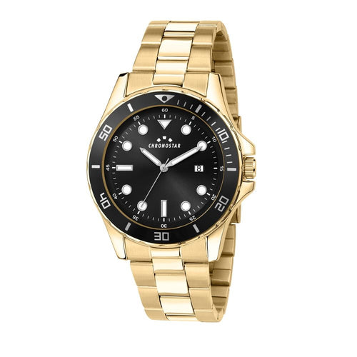 Orologio CHRONOSTAR uomo Captain acciaio dorato / nero
