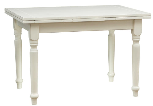 Biscottini Tavolo Country allungabile in legno massello di tiglio finitura bianca anticata L120xPR80xH80 cm. Made in Italy