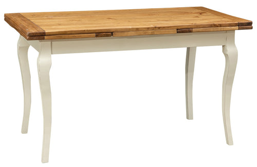 Biscottini Tavolo allungabile Country legno massello di tiglio struttura bianca anticata piano naturale Made in Italy