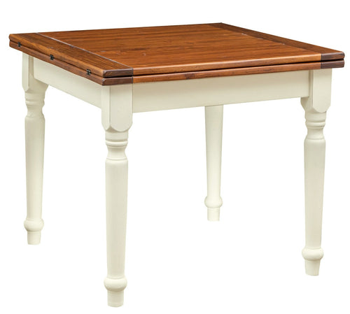 Biscottini Tavolo allungabile Country fatto a mano in legno massello di tiglio struttura bianca anticata piano noce Made in Italy