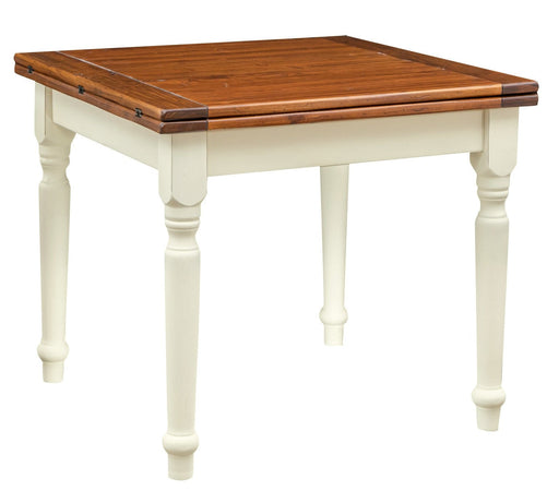 Biscottini Tavolo allungabile Country fatto a mano in legno massello di tiglio struttura bianca anticata piano noce Made in Italy