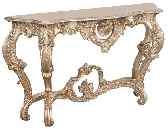 Biscottini CONSOLLE IN LEGNO FINITURA FOGLIA ARGENTO ANTICATO MADE IN ITALY dimensioni