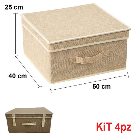 Scatole per il Cambio Stagione KIT 4pz in TNT Salvaspazio Pieghevole 50x40 H25cm