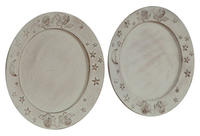 Biscottini SET 2 PIATTI IN LEGNO FINITURA BIANCO ANTICATO MADE IN ITALY