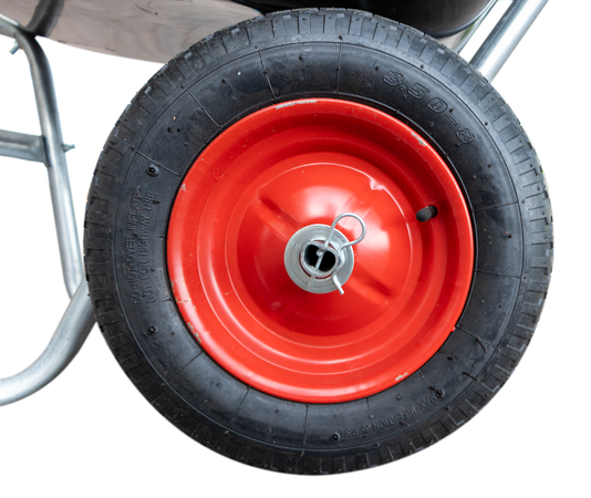 Carriola con vasca in plastica da 160 kg e due ruote da 3.8"