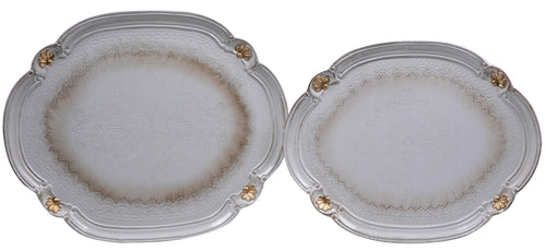 Biscottini Biscottini Set 2 Vassoi Legno Decorati Incisi a Mano Fiorentini 52x42 Servizio