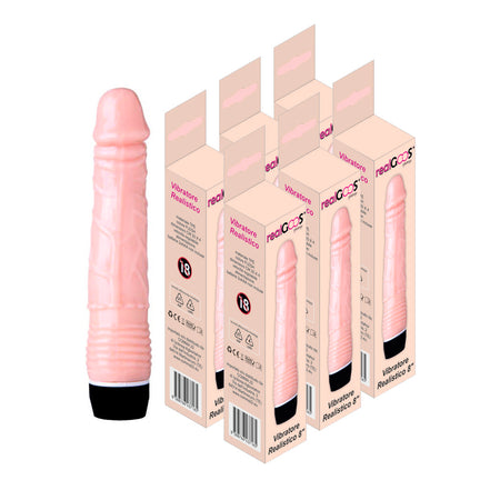 Offerta lancio 6 pezzi realGOOS®Vibratore economico in TPE morbido flessibile color carne dildo vibrante