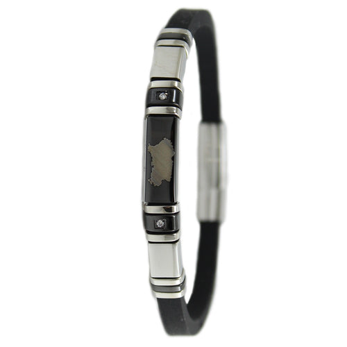 Bracciale Unisex in Gomma e Acciaio con Incisione Quattro Mori - I Giampini