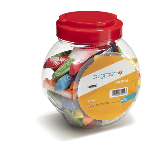 Barattolo 48 Gomme Soft-Touch Lungh. 8Cm Colori Ass. Colorosa Riplast