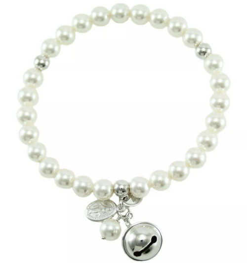 Bracciale Elastico Donna in Argento 925 con Madonna Miracolosa e Chiama Angeli - I Giampini