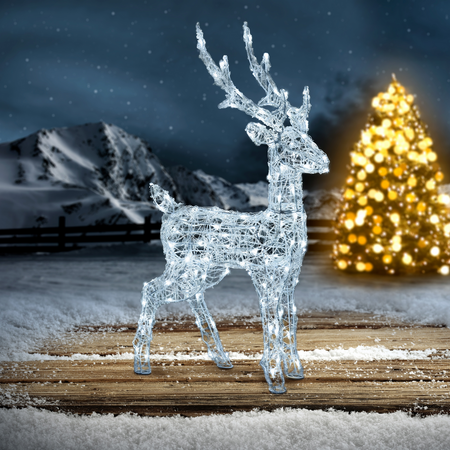 Renna luminosa in acrilico con led bianco freddo per esterno ed interno