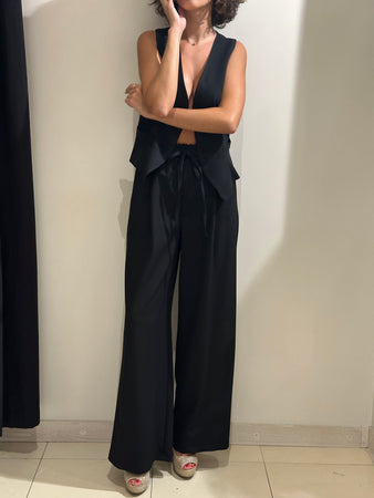 Pantalone ampio con coulisse grigio