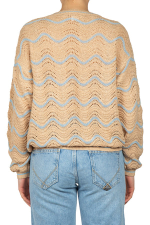 LA FEMME BLANCHE La Femme Blanche - Maglia - 451436 - Beige/Azzurro da donna