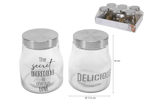 Contenitore di Vetro con Tappo in Metallo H14 cm