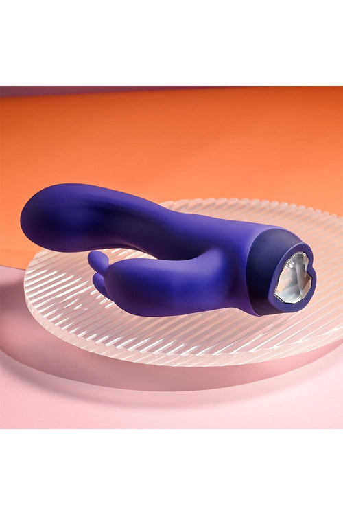 Vibratore lusso Rabbit Plum Job 2 motori curvo punto G con gemma cuore 10 vibro