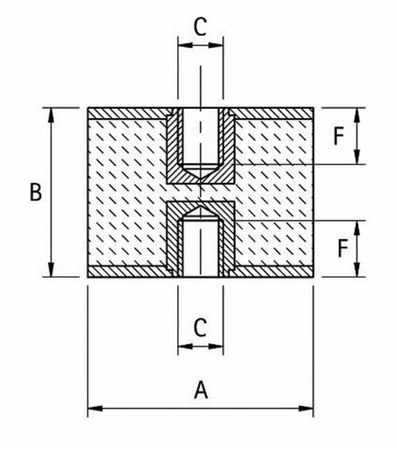 Antivibrante femmina/femmina 30x30,M8 confezione da 5 pezzi