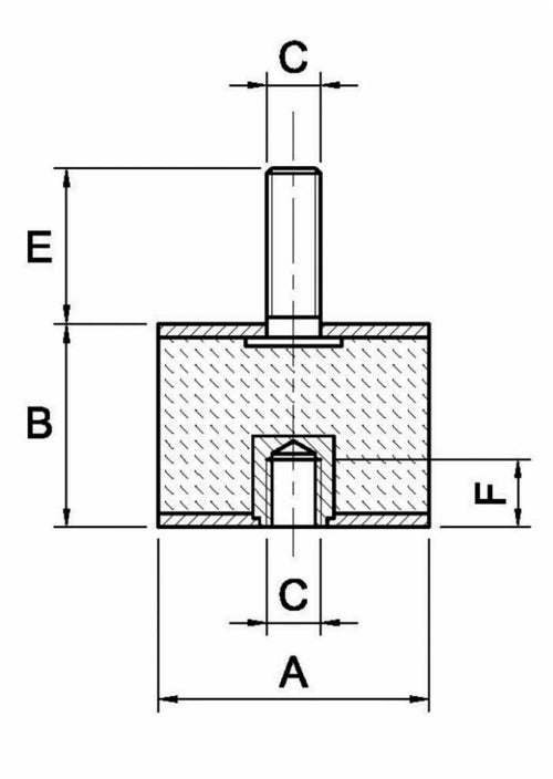 Antivibrante maschio/femmina 75x50,M12x37