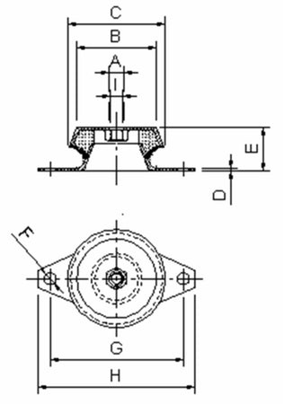 Supporto antivibrante ø 60 con dado,M12