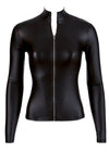 Top manica lunga con zip Nero Elasticizzato