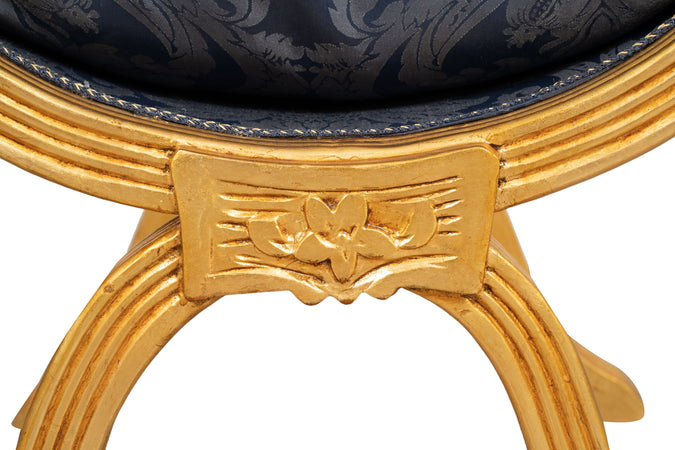 Biscottini Biscottini Panchetta Faldistorio Luigi XVI Faggio Foglia Oro Intagliata 74x46x54