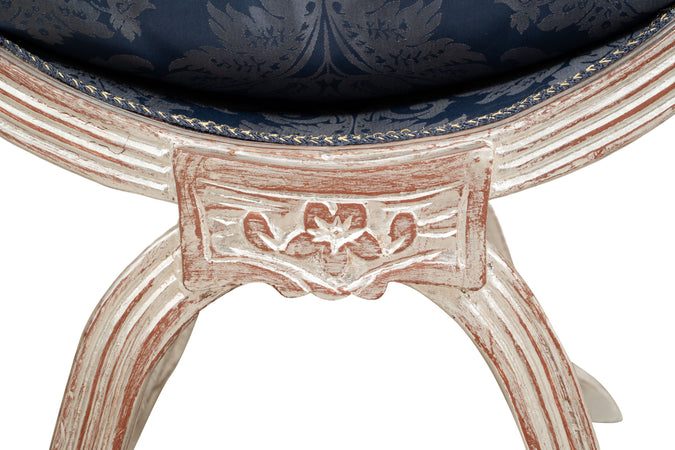 Biscottini Biscottini Panchetta Luigi XVI Faldistorio Legno Faggio Intagliato Foglia