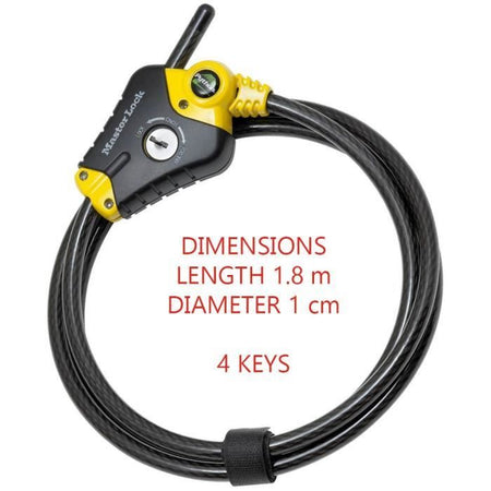 Antifurto - MASTER LOCK - Python 8433EURD - Lunghezza regolabile da 30 cm a 1,8 m - Acciaio intrecciato - Nero
