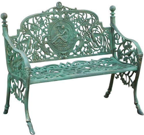 Biscottini Panchina Liberty in ghisa finitura verde anticata L105xPR43xH90 cm Robusta