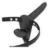 Strap on da donna con doppio dildo interno esterno in silicone nero e cinturino regolabile