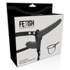 Strap on da donna con doppio dildo interno esterno in silicone nero e cinturino regolabile