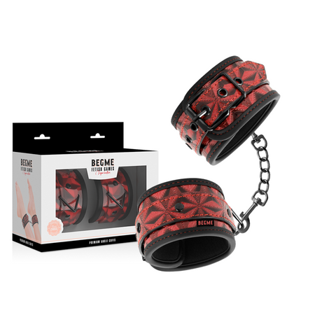 BEGME cavigliere fetish in morbido neoprene colore rosso e nero