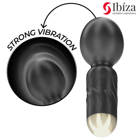 IBIZA pocket wand mini massaggiatore intimo in silicone nero ricaricabile USB