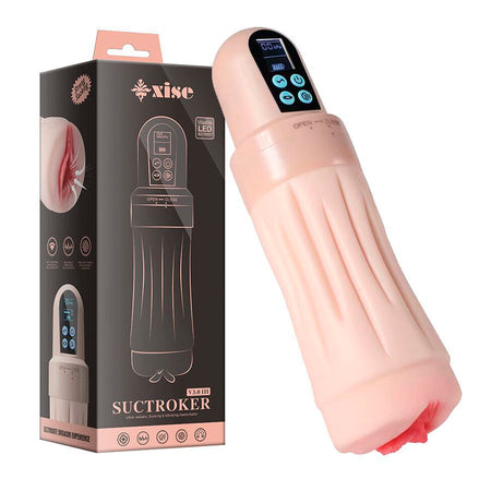 XISE masturbatore maschile realistico con vagina morbida vibrante in silicone ricaricabile USB