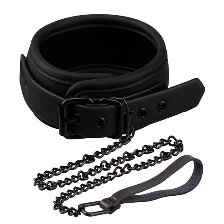 INTOYOU collare con guinzaglio fetish BDSM in morbido neoprene nero senza nichel