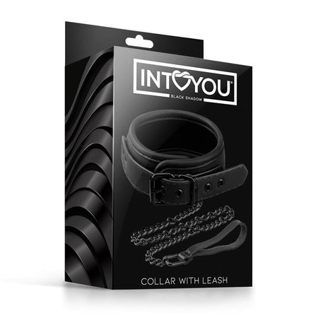 INTOYOU collare con guinzaglio fetish BDSM in morbido neoprene nero senza nichel