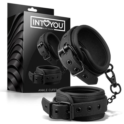 INTOYOU manette cavigliere fetish BDSM in morbido neoprene nero senza nichel