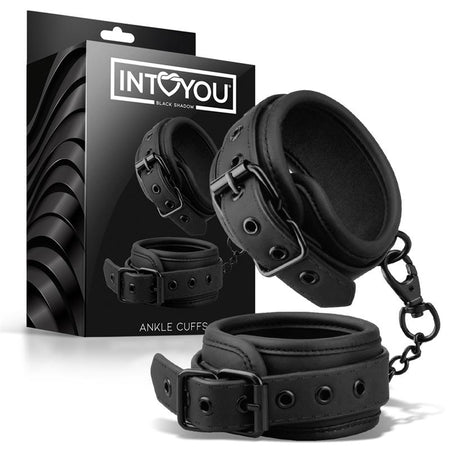 INTOYOU manette cavigliere fetish BDSM in morbido neoprene nero senza nichel
