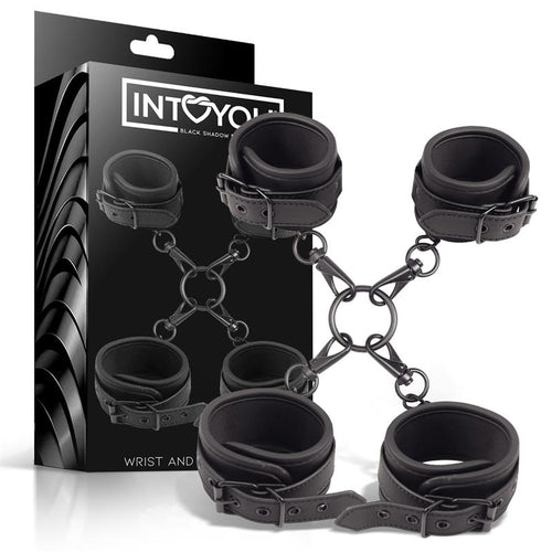 INTOYOU manette caviglie e polsi fetish BDSM in morbido neoprene nero senza nichel