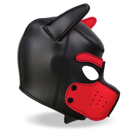 INTOYOU BDSM LINE HOUND DOG MASCHERA CANE FETISH IN NEOPRENE NERO CON MUSO RIMOVIBILE E INSERTI ROSSI